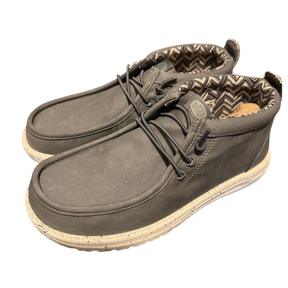 Hey Dude Wally Mid Canvas Grey Mens Chukka Boots 40701-030 Size 7 NEW - Picture 3 of 6